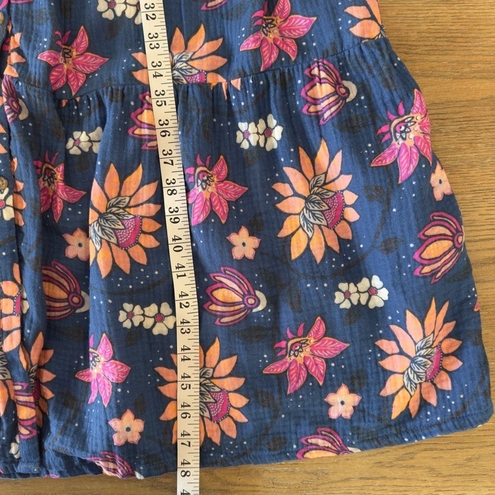 Marine Layer  Willow Long Sleeve V-neck Midi Dress-Cotton-Pockets-Batik Floral-M - Picture 9 of 16